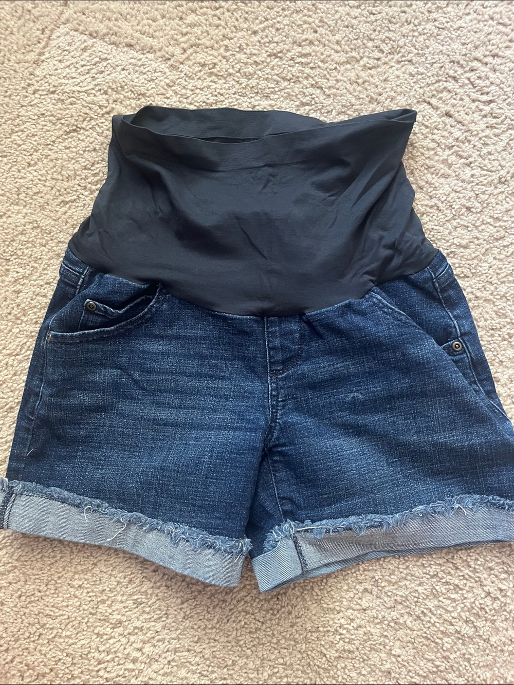 Sonoma Dark Blue Denim Maternity Shorts with Waistband